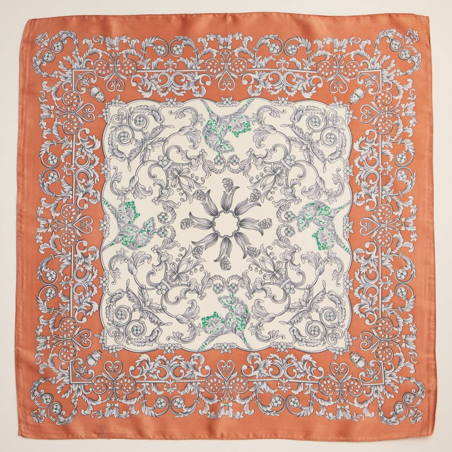 Baroque Print Silk-Texture Elegant Square Scarf