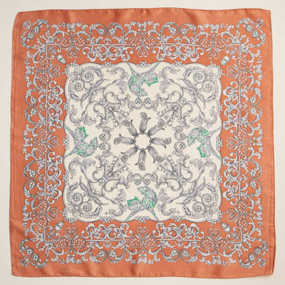 Baroque Print Silk-Texture Elegant Square Scarf