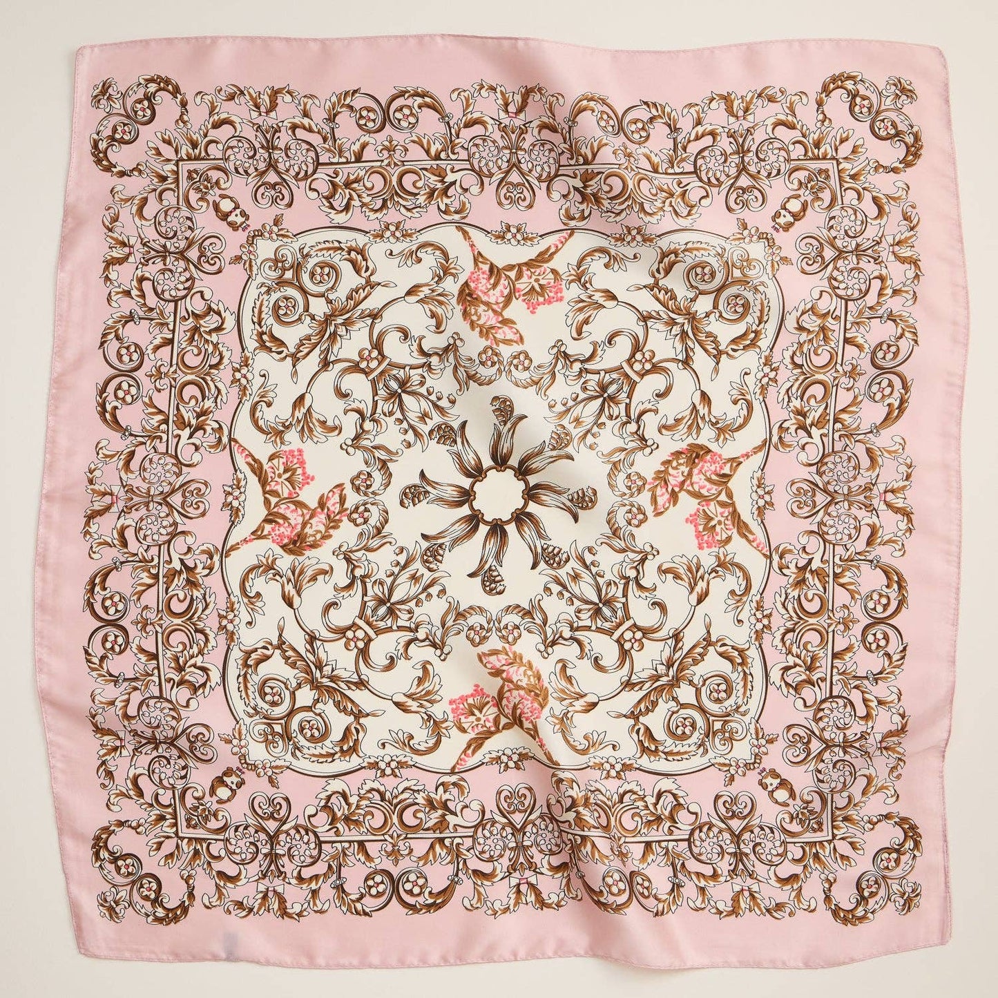 Baroque Print Silk-Texture Elegant Square Scarf