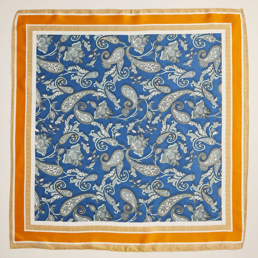 Retro Paisley Silk-Feel Square Scarf for Timeless Look