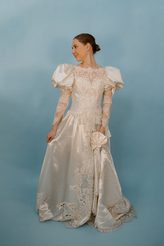 Justice: 1980s Ballgown with Cathedral Train