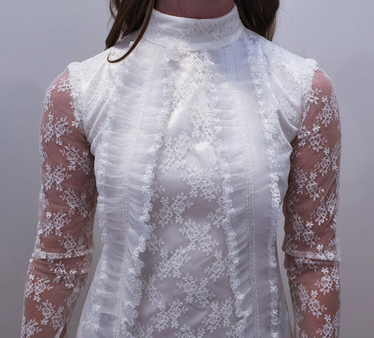 Chloe: 1970s Lace Long-Sleeve Wedding Dress