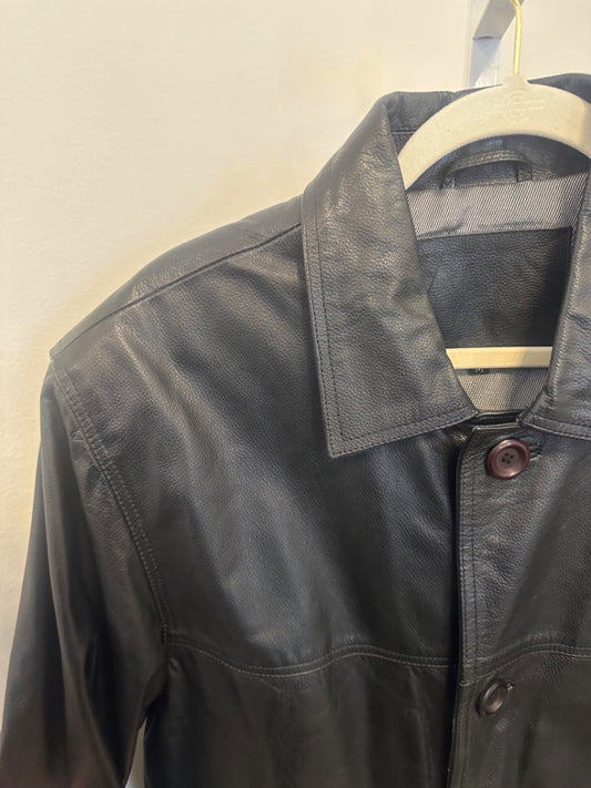 *No Label | Black Leather Jacket  (M)
