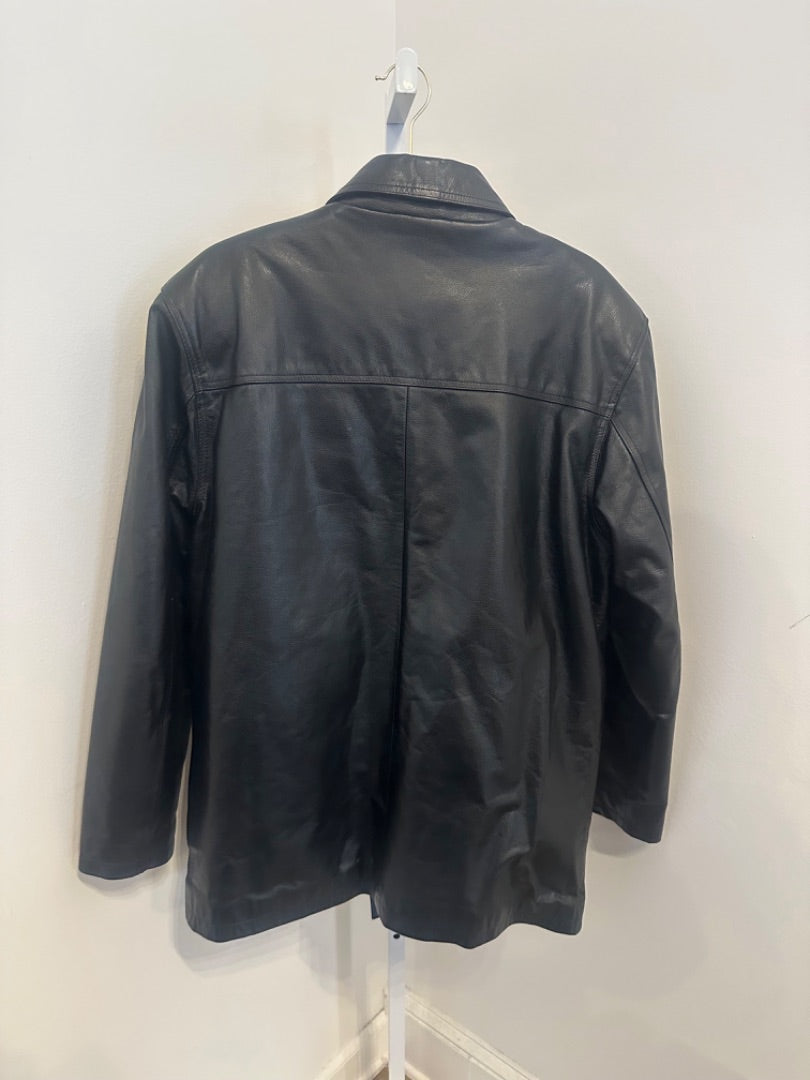 *No Label | Black Leather Jacket  (M)