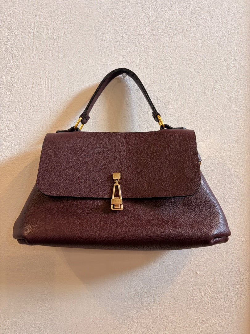 *Handmade Leather | Flap Top Purse (Brown/Gold)