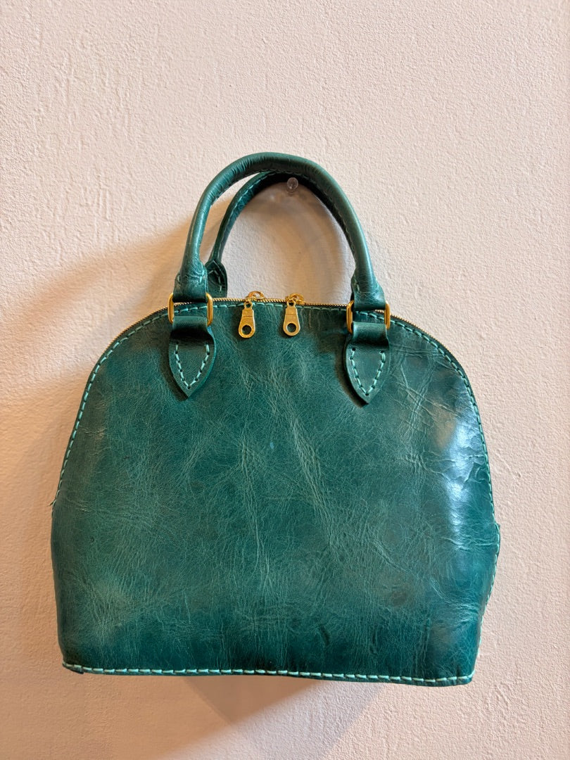 *Handmade Leather | Top Handle Purse (Green)