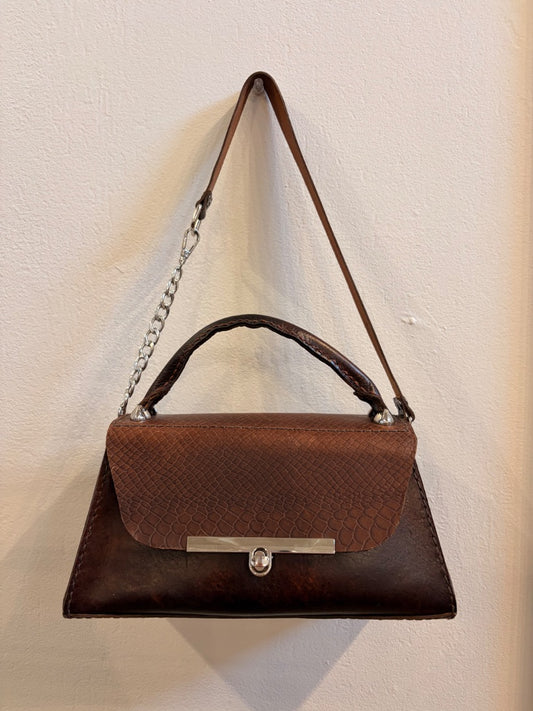 *Handmade Leather | Flap Top Purse (Brown/Adj. Strap)