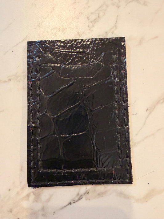 *Handmade Leather | Card Holder (Black Croc)