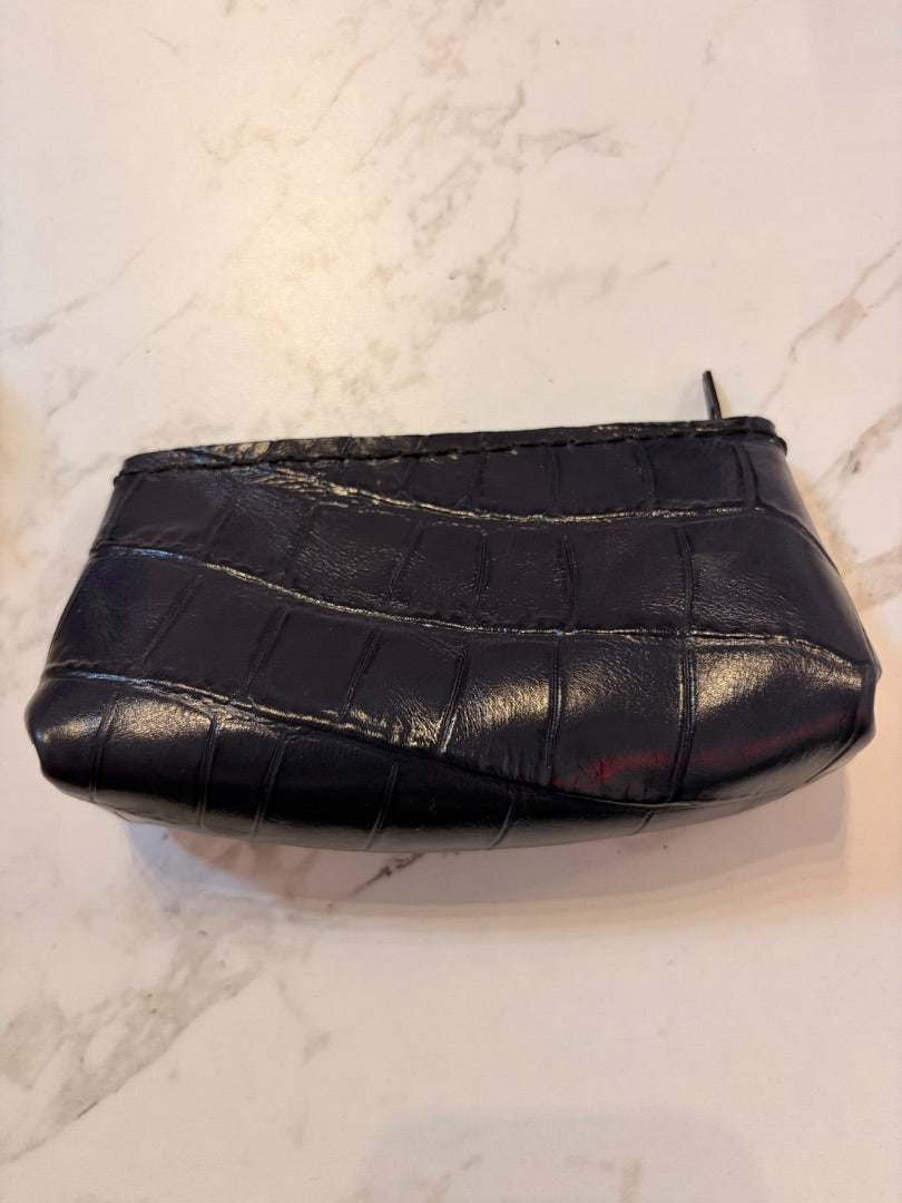 *Handmade Leather | Zip Pouch (Black Croc)