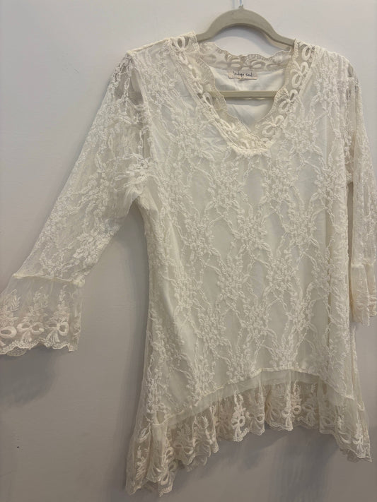 *Indigo Soul | Boho Lace Top (L)
