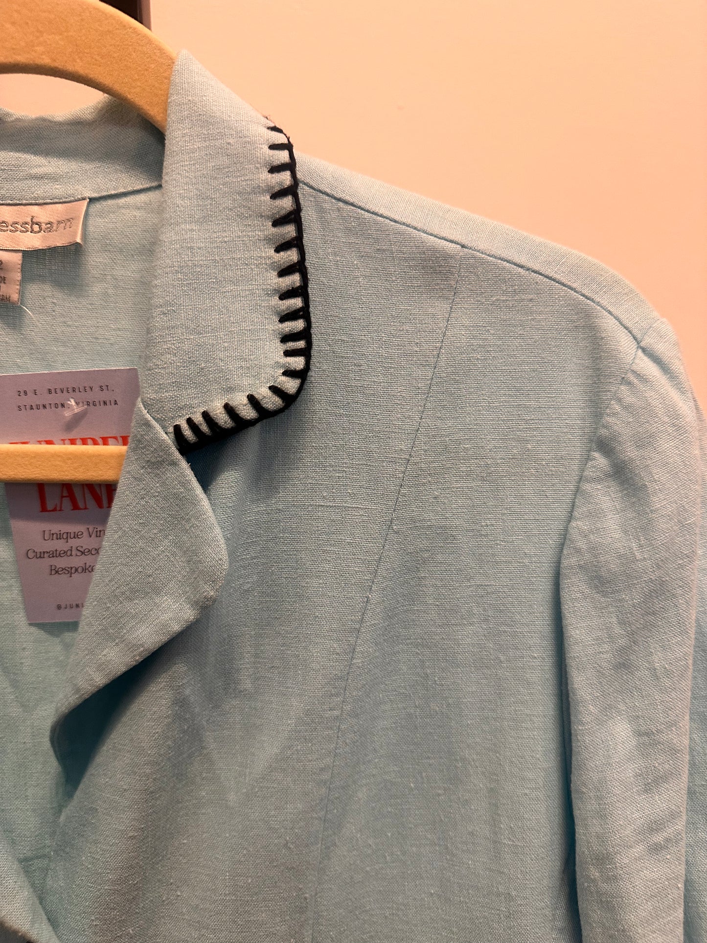 Linen Blue Top W/ Black Detailing (L)