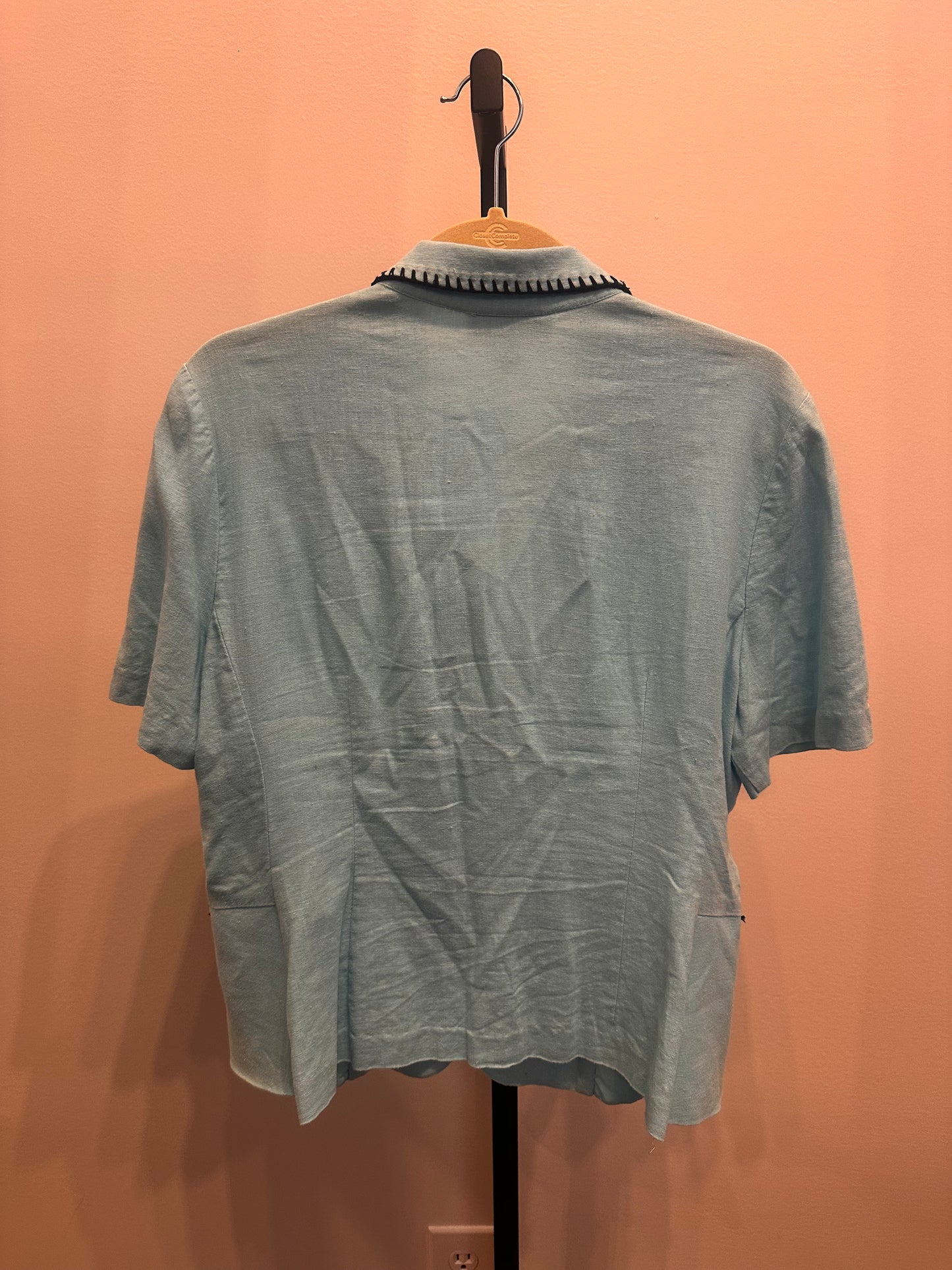Linen Blue Top W/ Black Detailing (L)