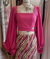 Pink Crop Top W/ Puffy Sleaves (S)
