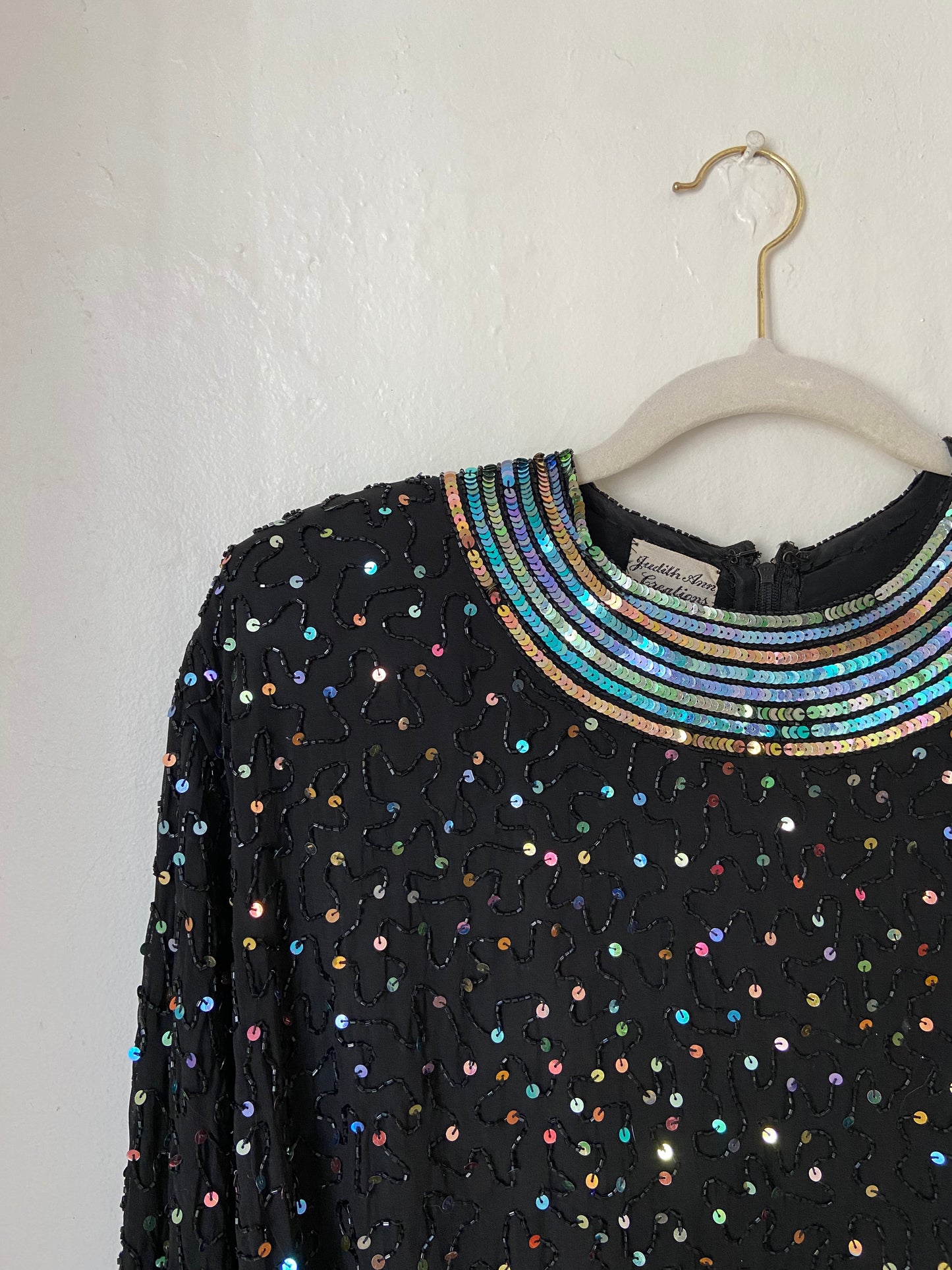 Black Silk Multi-Color Sequin Dress