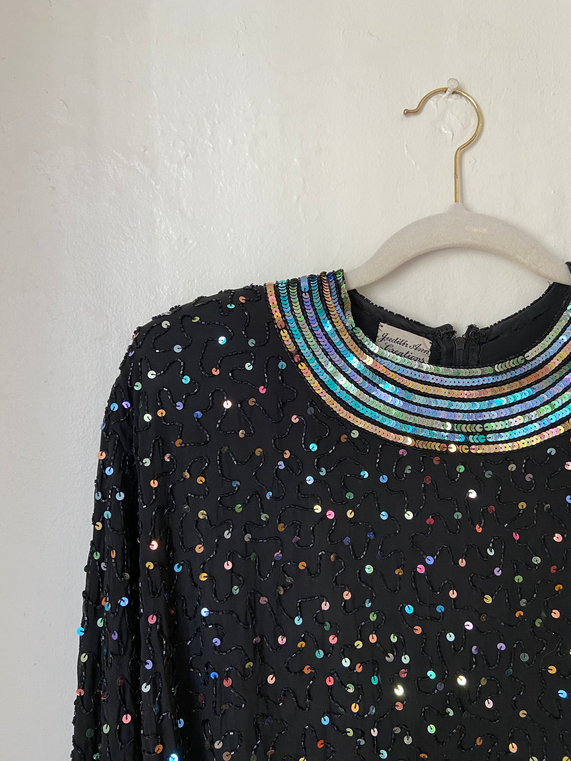 Black Silk Multi-Color Sequin Dress – Juniper Lane Black Silk Multi-Color Sequin Dress – Juniper Lane