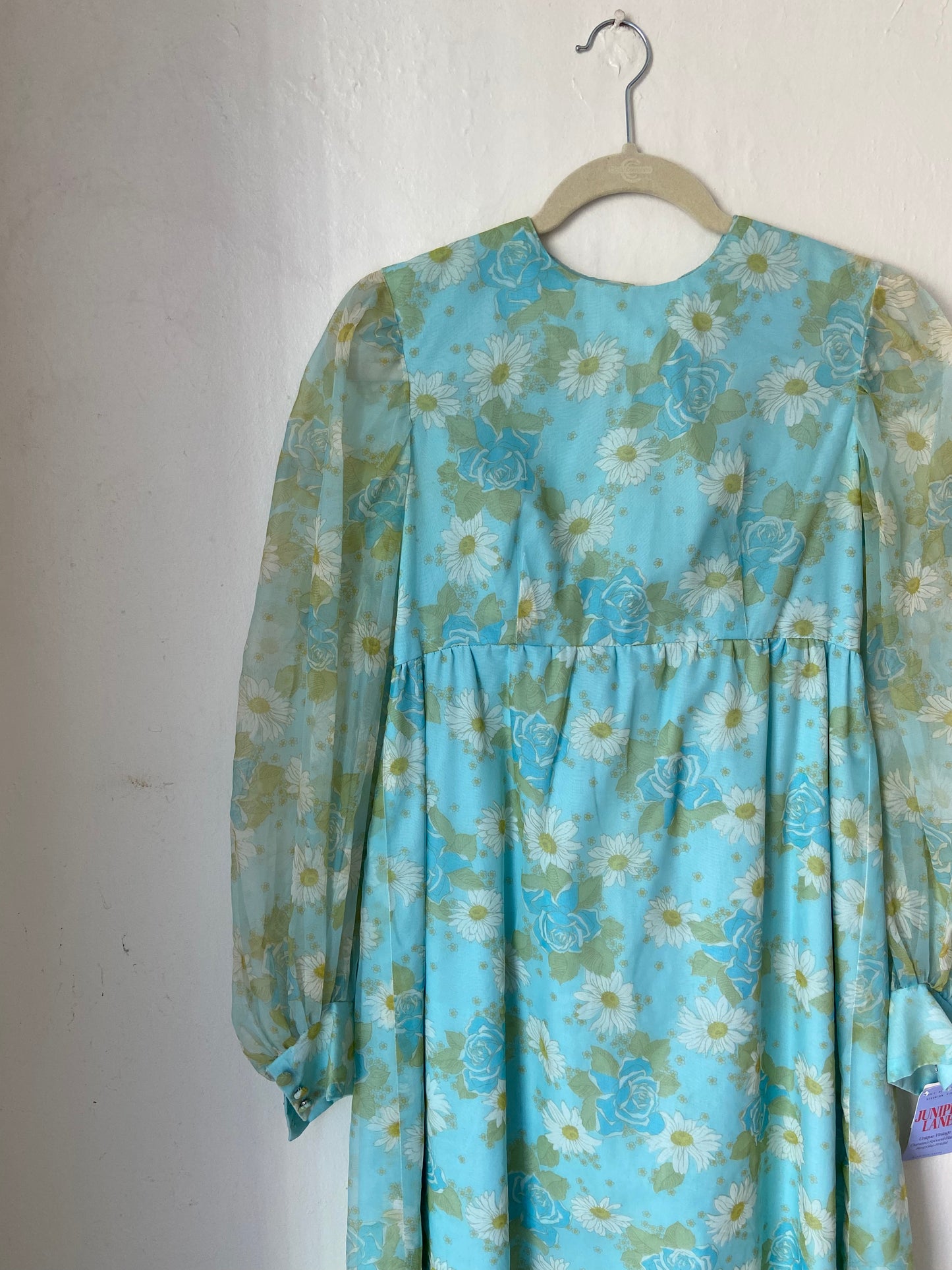 Handmade Teal Dress + Sheer Floral