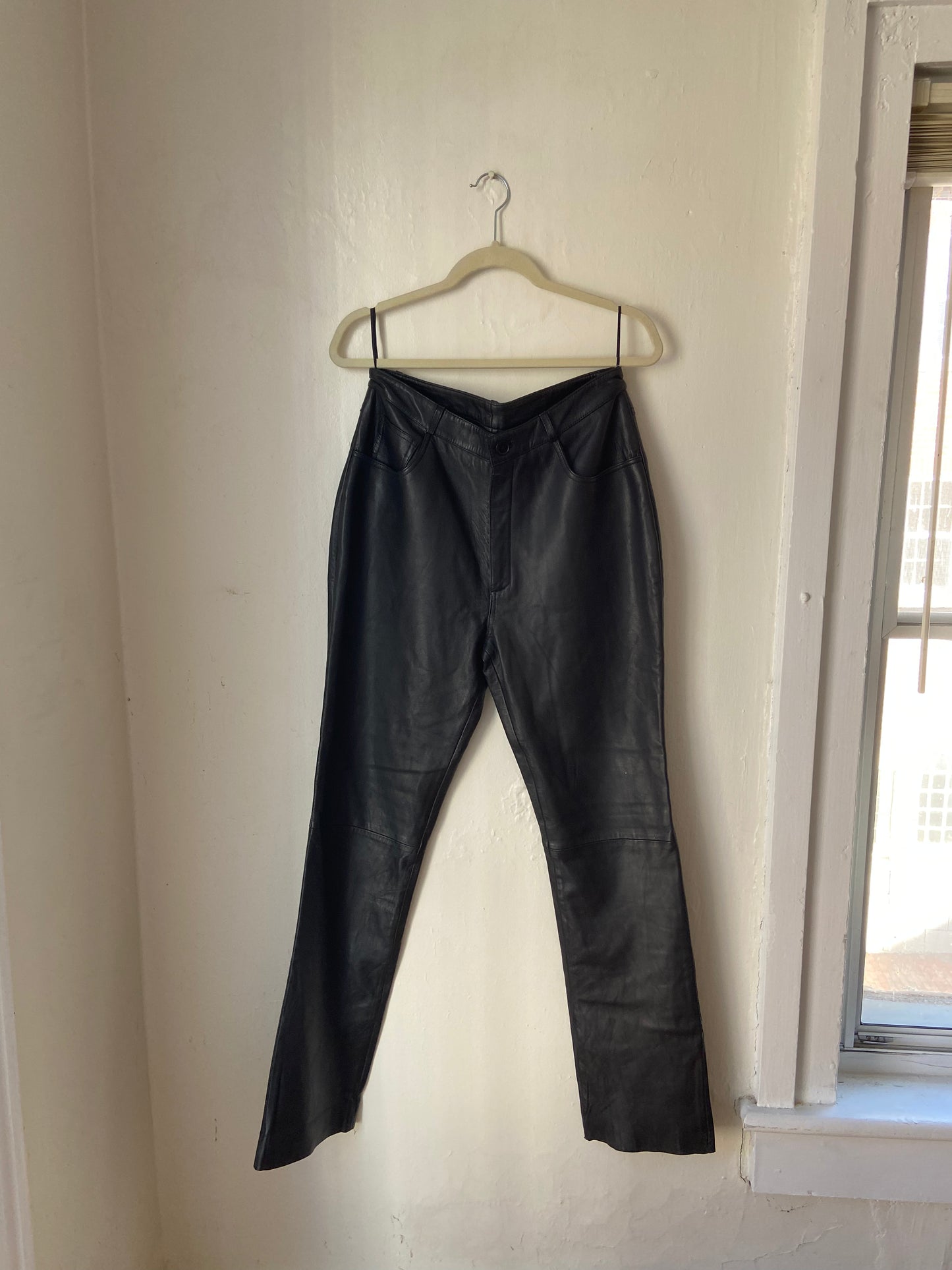 IZZI Black Leather Pants (Size 10)