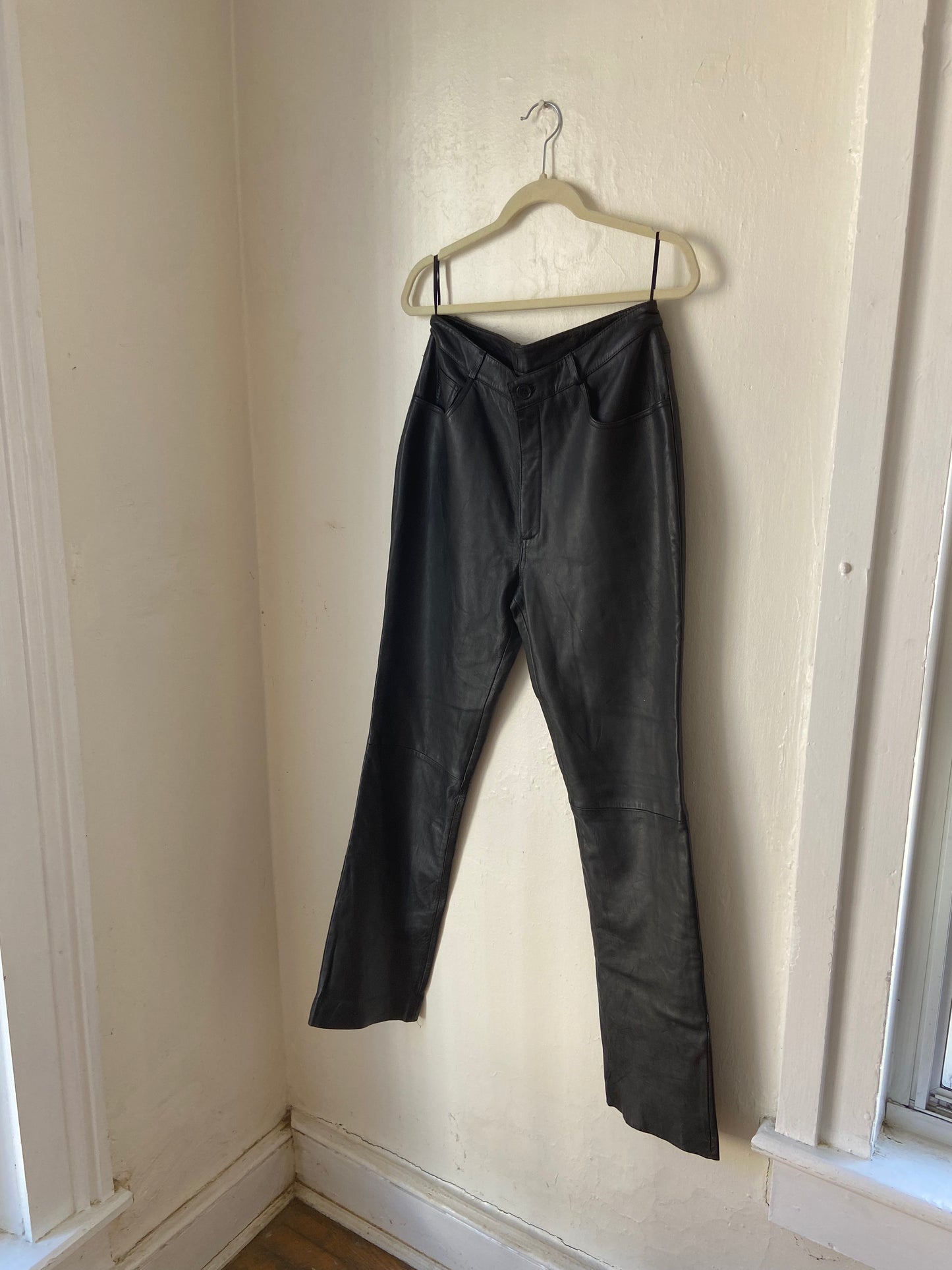 IZZI Black Leather Pants (Size 10)