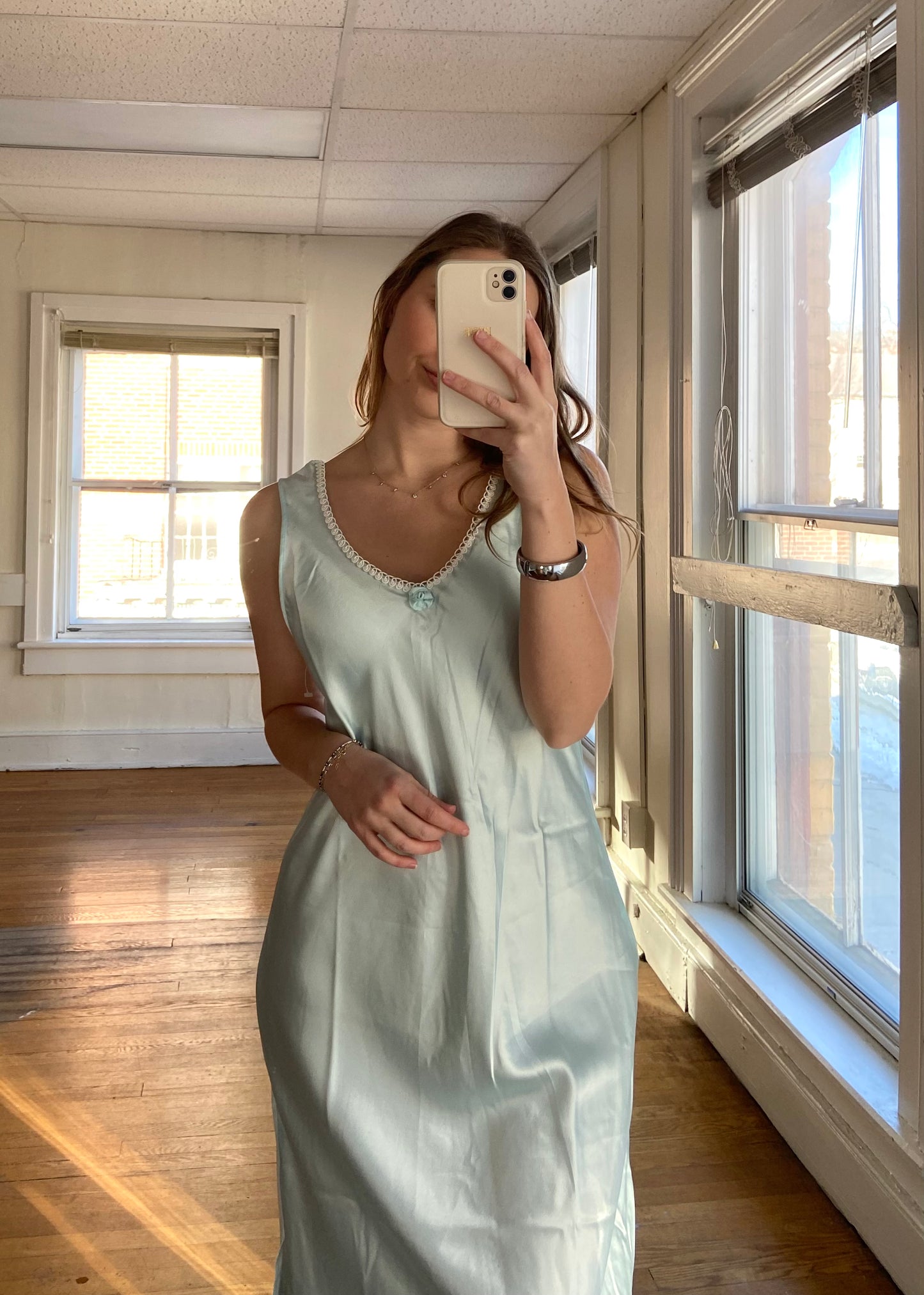 VTG Aqua Slip Dress - NWT