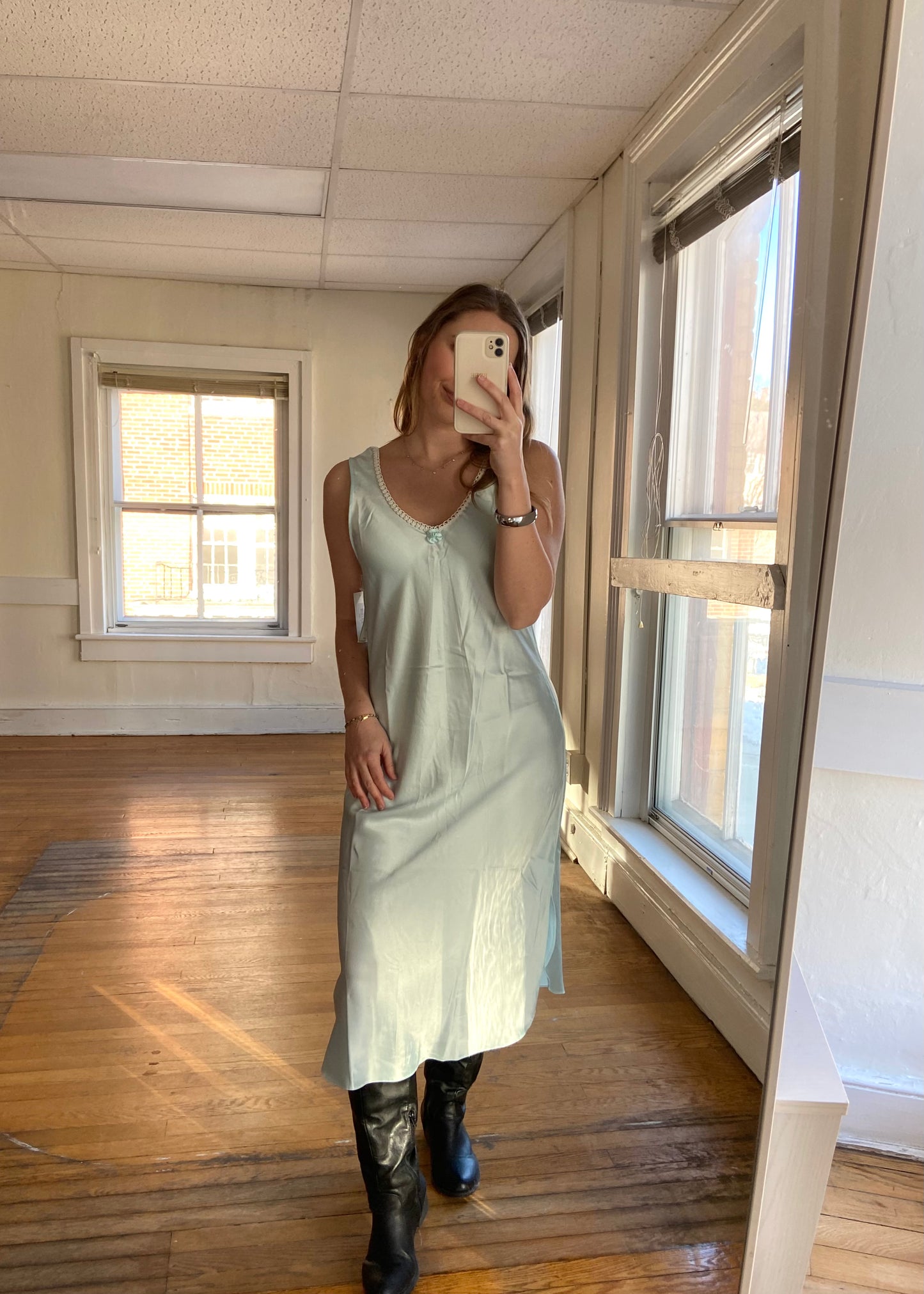 VTG Aqua Slip Dress - NWT