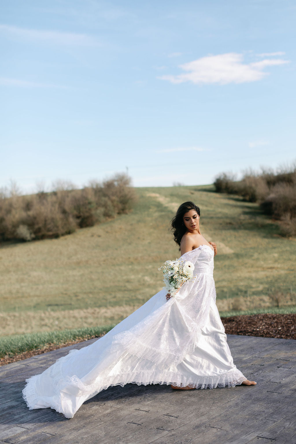 Riley: Boho Lace Off-the-Shoulder Wedding Dress