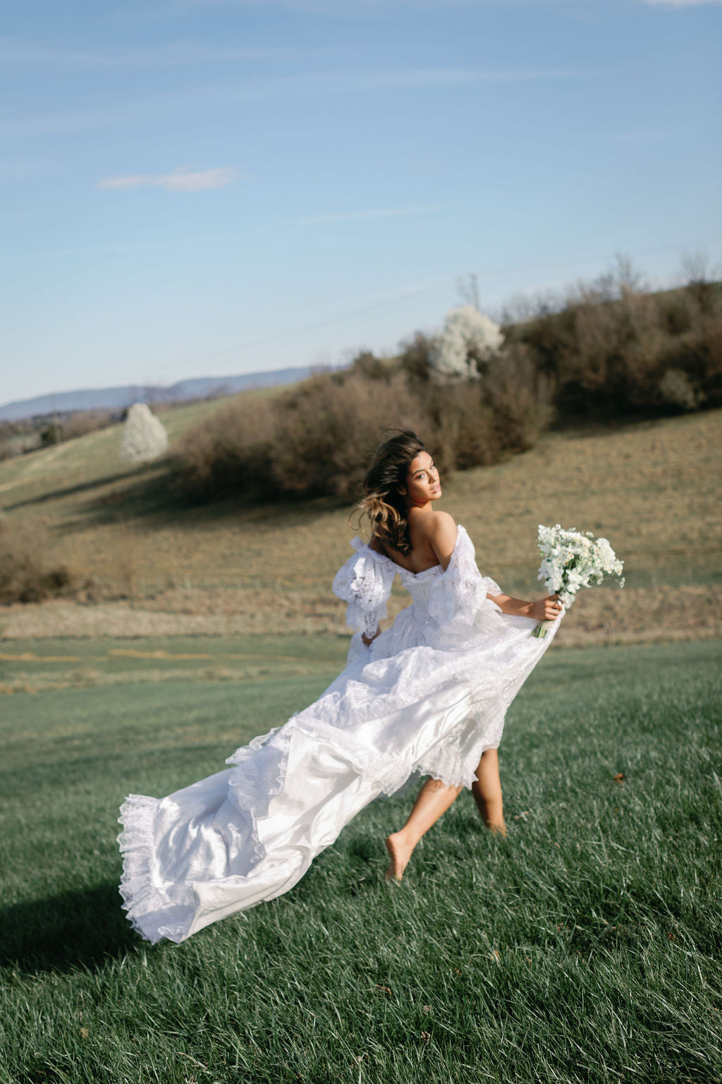 Riley: Boho Lace Off-the-Shoulder Wedding Dress