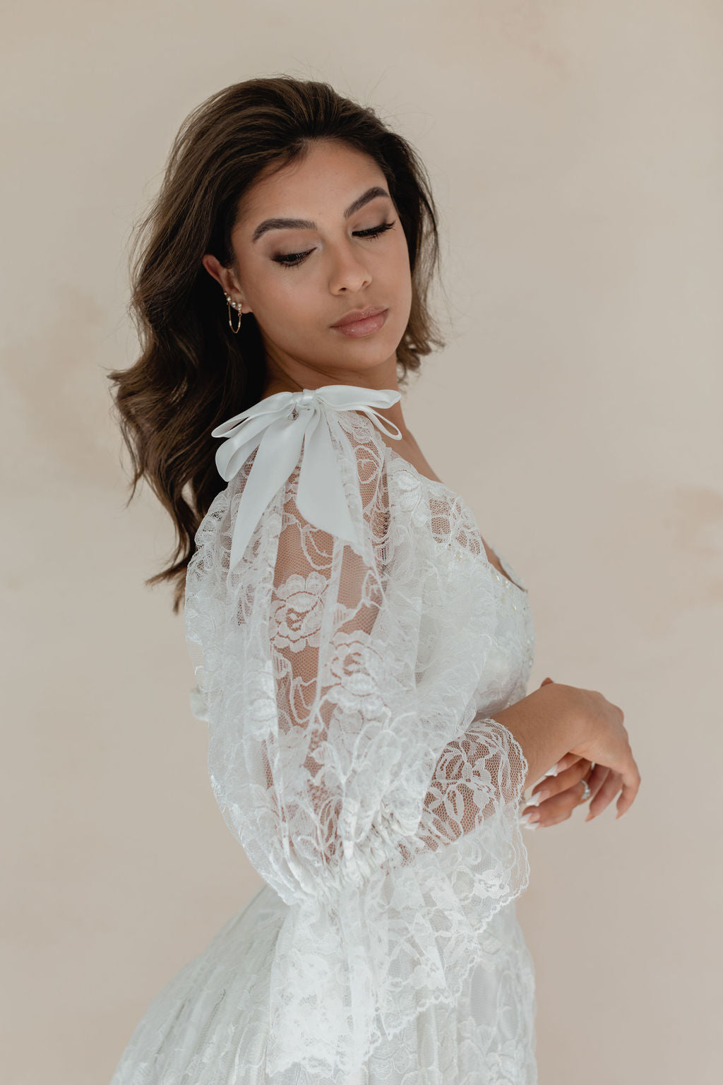 Riley: Boho Lace Off-the-Shoulder Wedding Dress