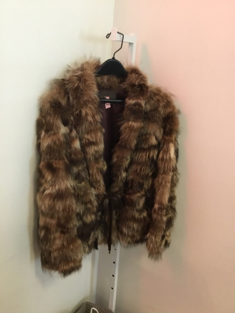 *No Label | VTG Rabbit Stripe Fur Coat (S)
