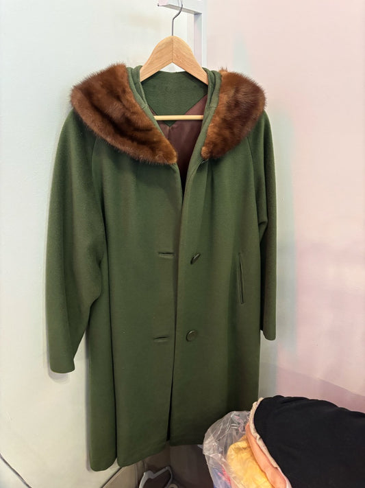 *VTG | Wool Coat, Fur Collar (S)