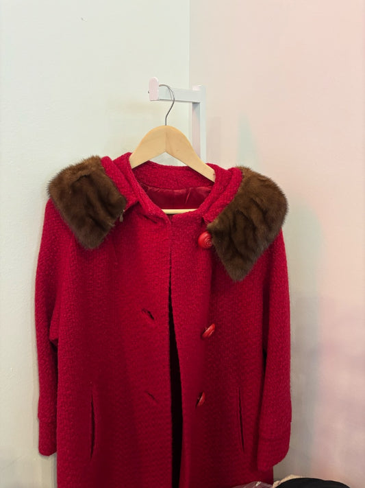 *Chevy Chase | Wool Coat, Fur Collar (S)