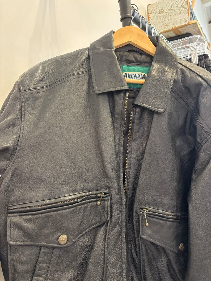 *Arcadia | Leather Bomber Jacket (L)
