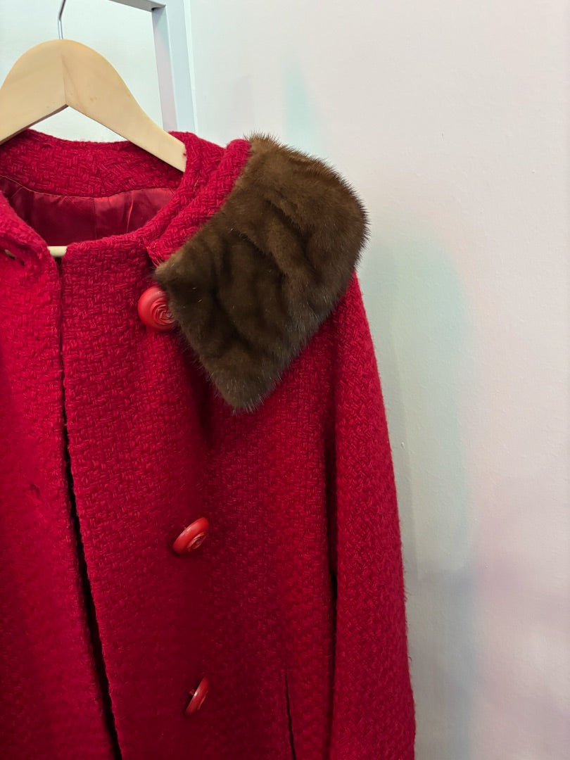 *Chevy Chase | Wool Coat, Fur Collar (S)