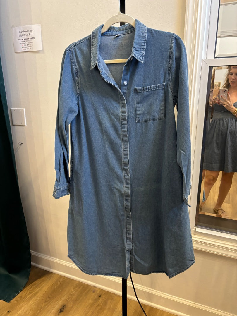 *No Label | Chambray Long sleeve midi dress  (M)